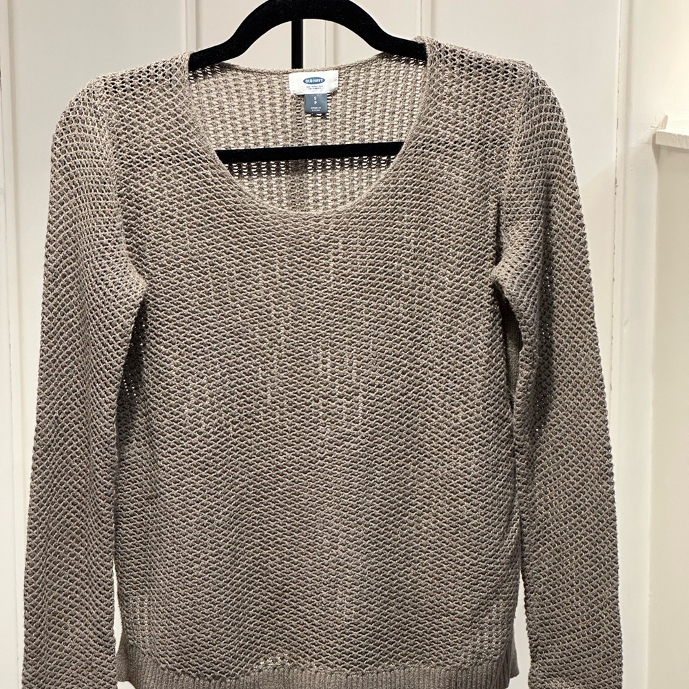 Women's Olive Gray Woven Sweater 100% Cotton